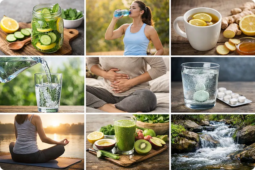 Refreshing cucumber and lemon water to support detox with water.