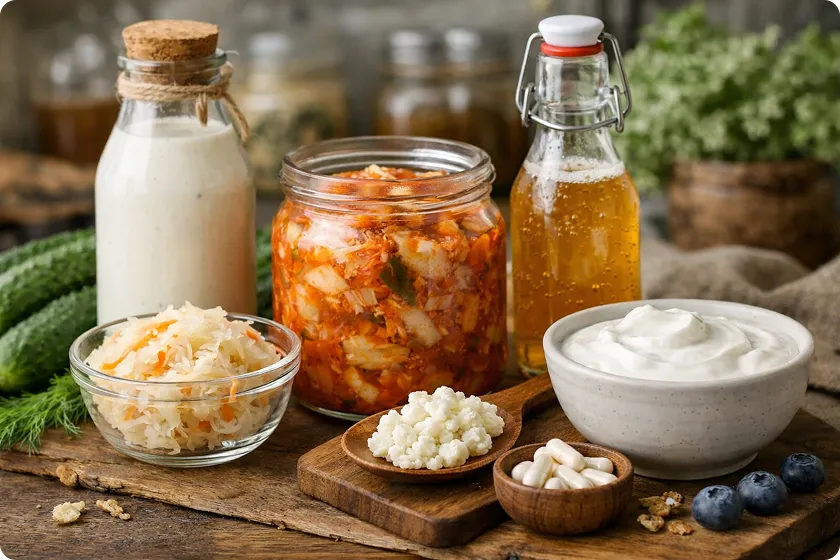 Probiotics from fermented foods support a healthy colon during detox.
