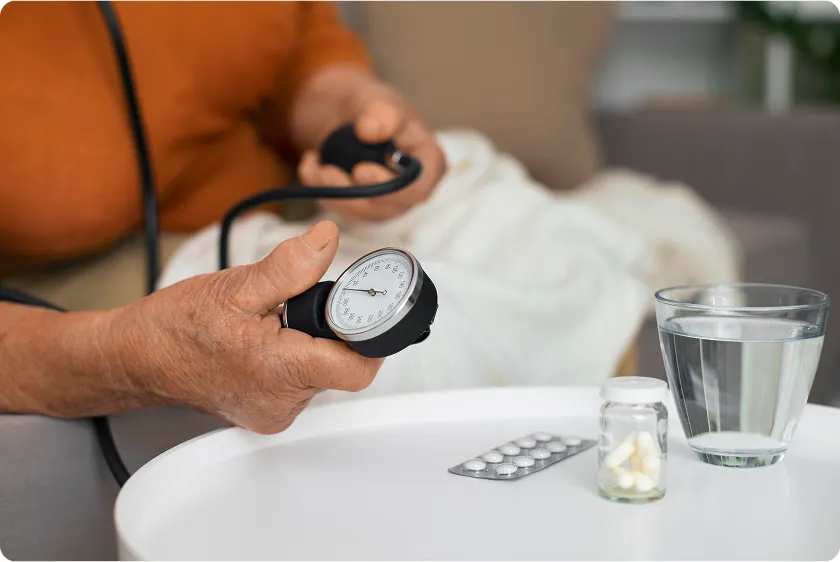 checking blood pressure