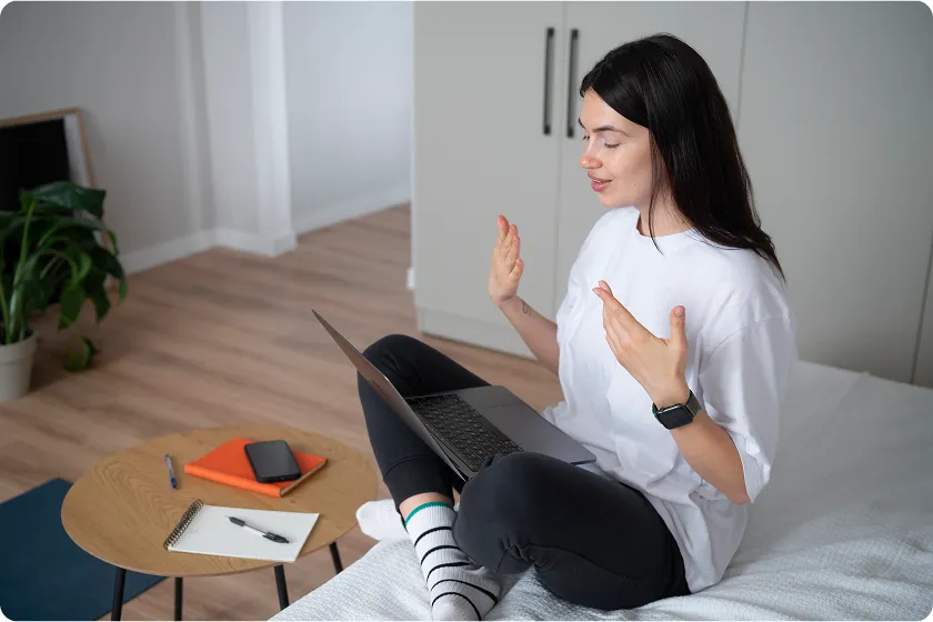 taking knowledge from the laptop and getting knowledge.
