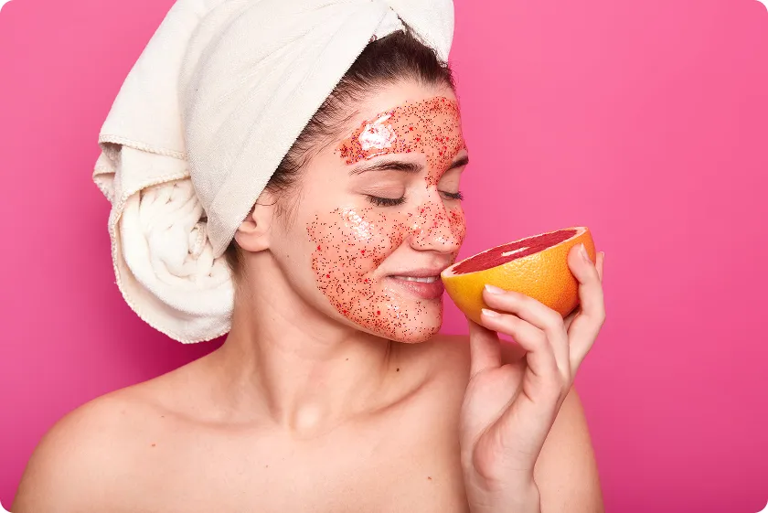 Natural products with ceramides and hyaluronic acid hydration on the counter.