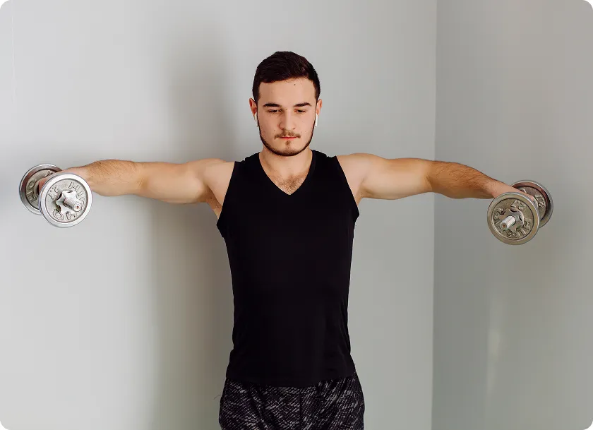 Proper dumbbell bench press form in upper body workout for men