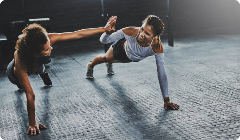 A vibrant morning scene showcasing a healthy morning routine with exercise, meditation, and a nutritious breakfast in a bright, modern setting.