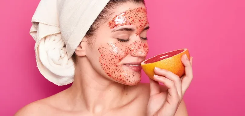 Natural products with ceramides and hyaluronic acid hydration on the counter.