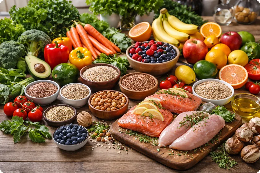 A whole foods list featuring fresh fruits, vegetables, and healthy grocery options for clean eating meals.