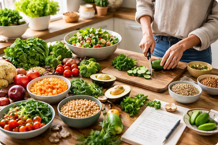 Whole foods list of vegetables and fruits for healthy choice meals, focusing on clean eating and single ingredient foods.