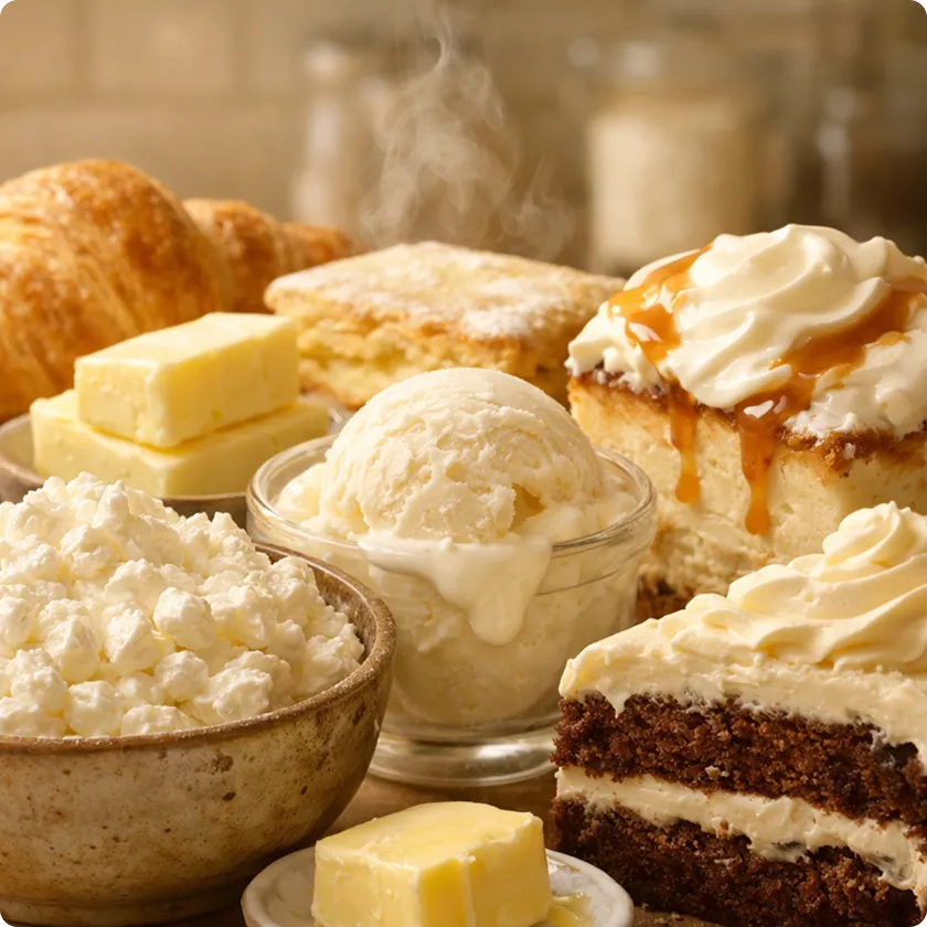 Butter, ice cream, and cakes may contribute to constipation when consumed excessively.