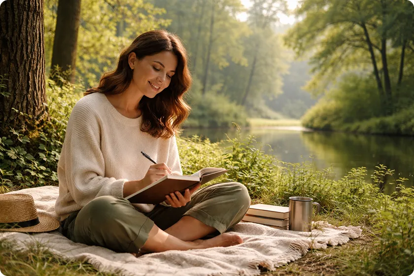 Person relaxing in nature, practicing digital detox benefits for mental clarity