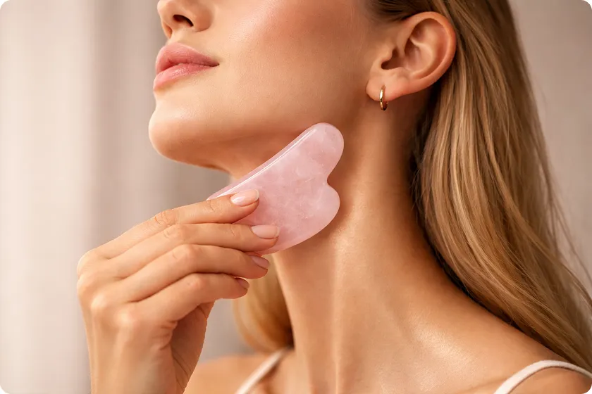 Gua sha for double chin, gua sha for jawline