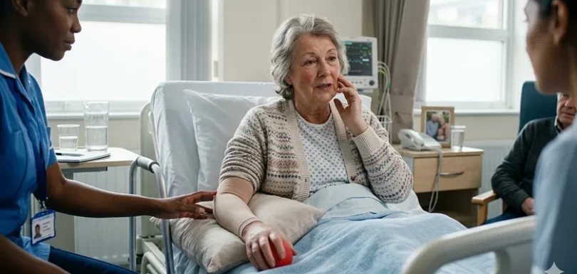 Care team discusses what causes a stroke in women bedside