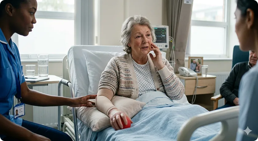 Care team discusses what causes a stroke in women bedside