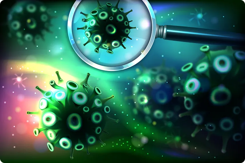 Magnified viruses show harmful microorganisms; are viruses microbes explained.
