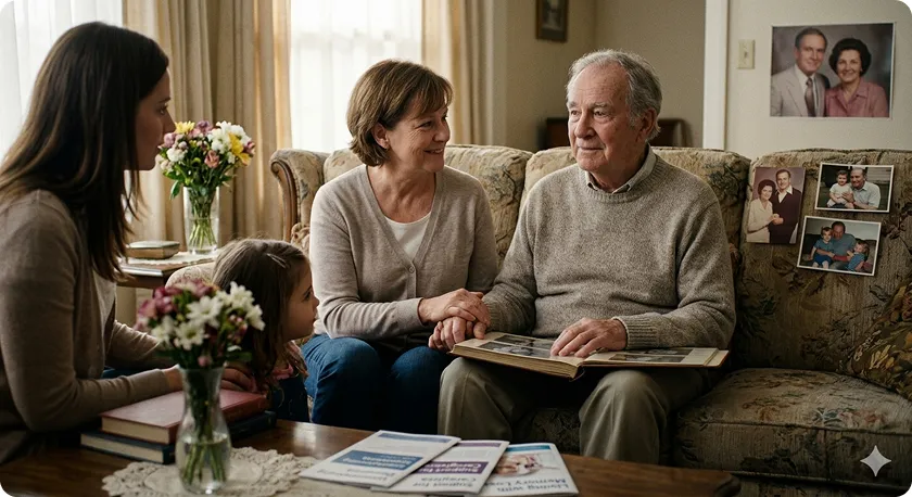 Elderly man and woman engaged in creative coloring activities with nurse assistance.