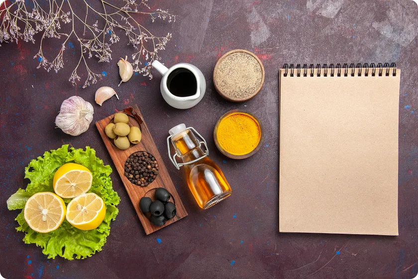 Anti-inflammatory foods and spices used as natural remedies for perimenopause joint pain relief.