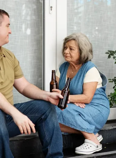 8 Elderly woman offered beer, questioning does alcohol age you