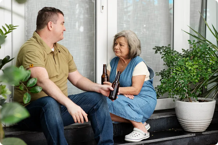 Elderly woman offered beer, questioning does alcohol age you