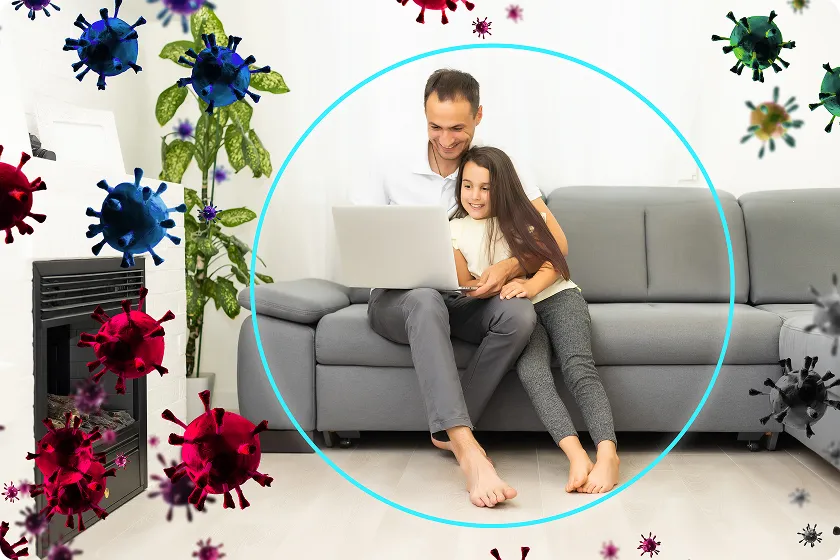 Family protected indoors as harmful microorganisms affect microorganisms and humans.