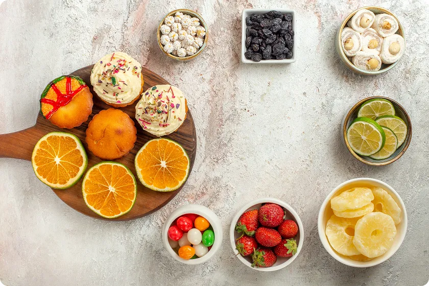 anti inflammatory snacks featuring fruits for inflammation and foods that are anti inflammatory arranged as healthy breakfast spread
