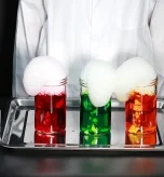 Foaming laboratory experiment illustrating a biphasic reaction after exposure