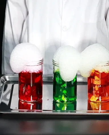 1 Foaming laboratory experiment illustrating a biphasic reaction after exposure