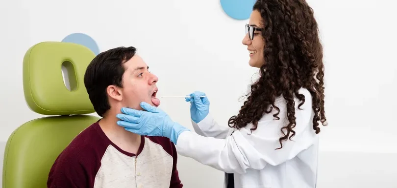 Clinician checks patient before allergy drops vs shots decision