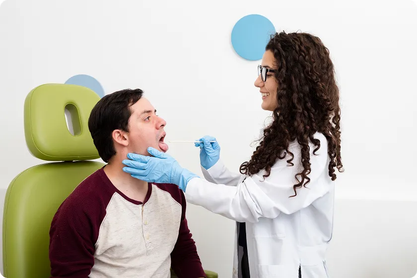 Clinician checks patient before allergy drops vs shots decision