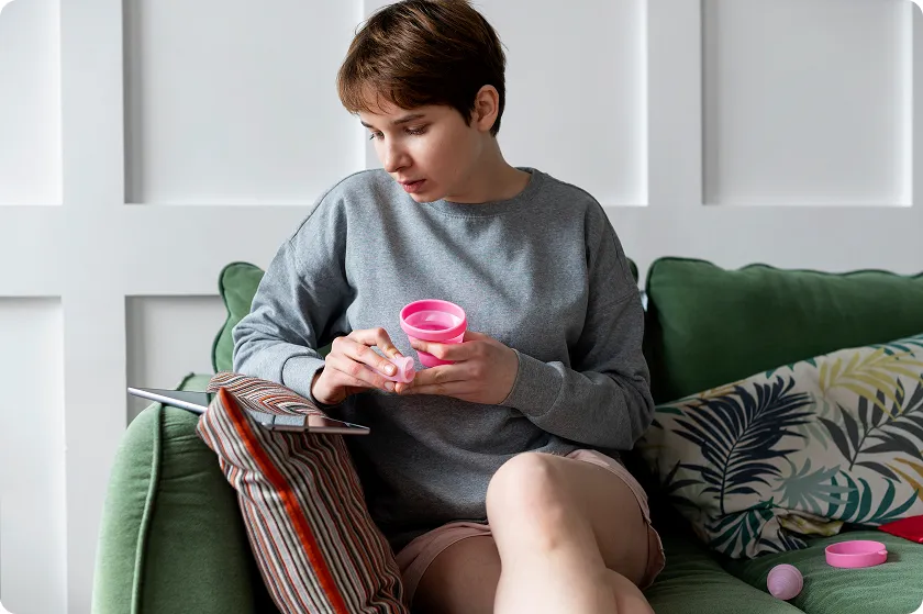 Woman preparing care items for Crohn's disease mouth sores relief