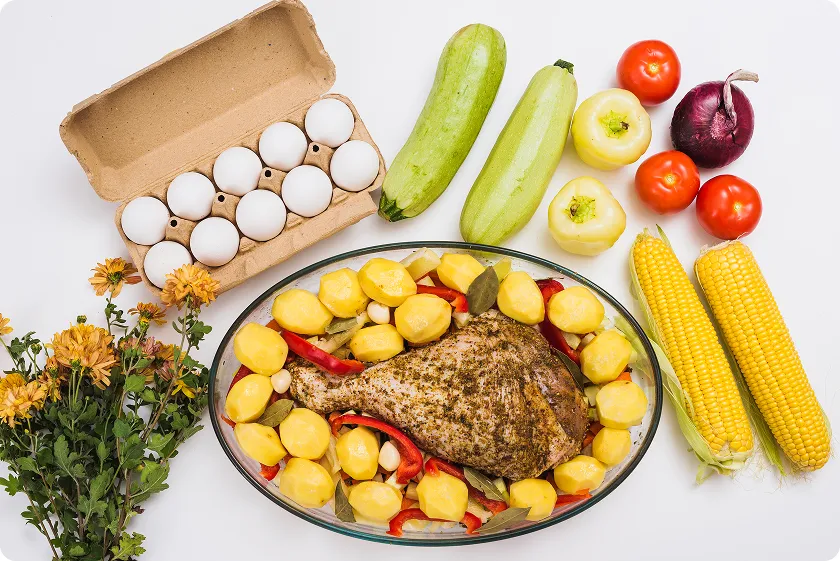 Roasted turkey meal prepared as a wholesome diet plan for a sports person.