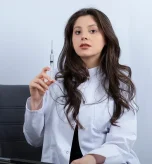 Nurse checks the Evenity injection site before Evenity subcutaneous injection.