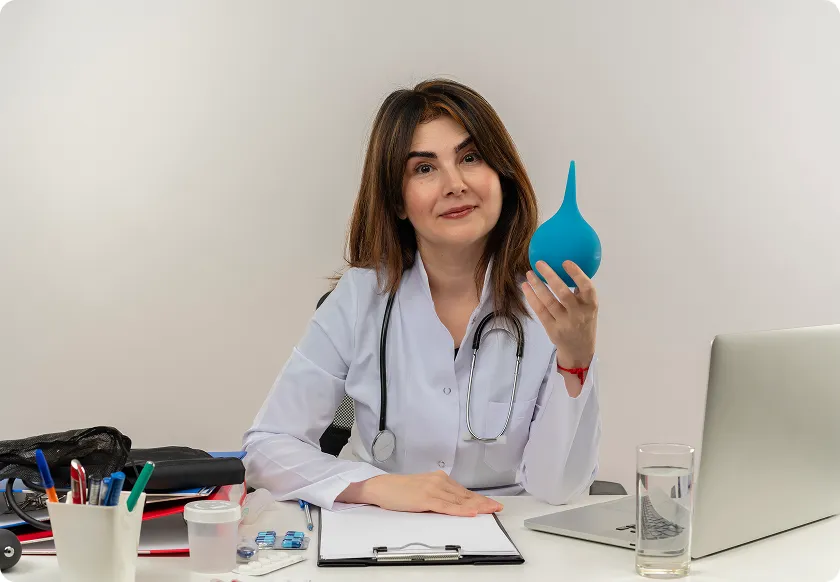 Doctor reviews chest X-rays during cystic fibrosis diagnosis