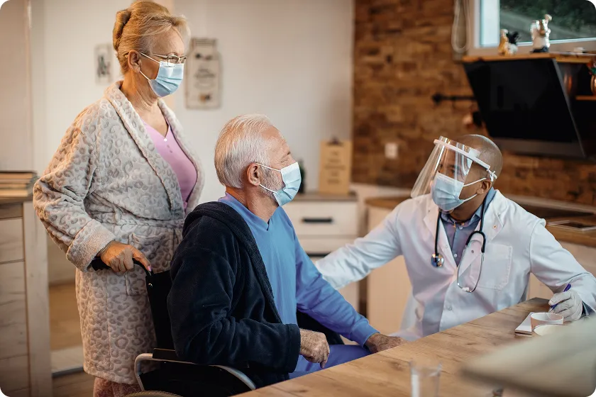 Clinician compares medicine and specimen cup during cystic fibrosis diagnosis