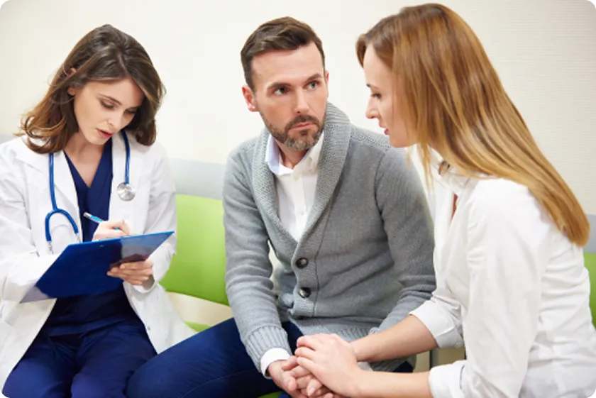 Doctor discussing Exdensur for asthma treatment with patient guidance